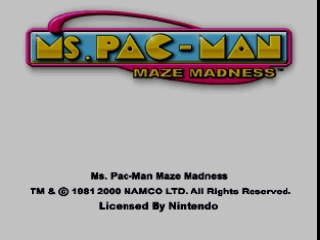 Ms. Pac-Man Maze Madness title screen for Nintendo 64